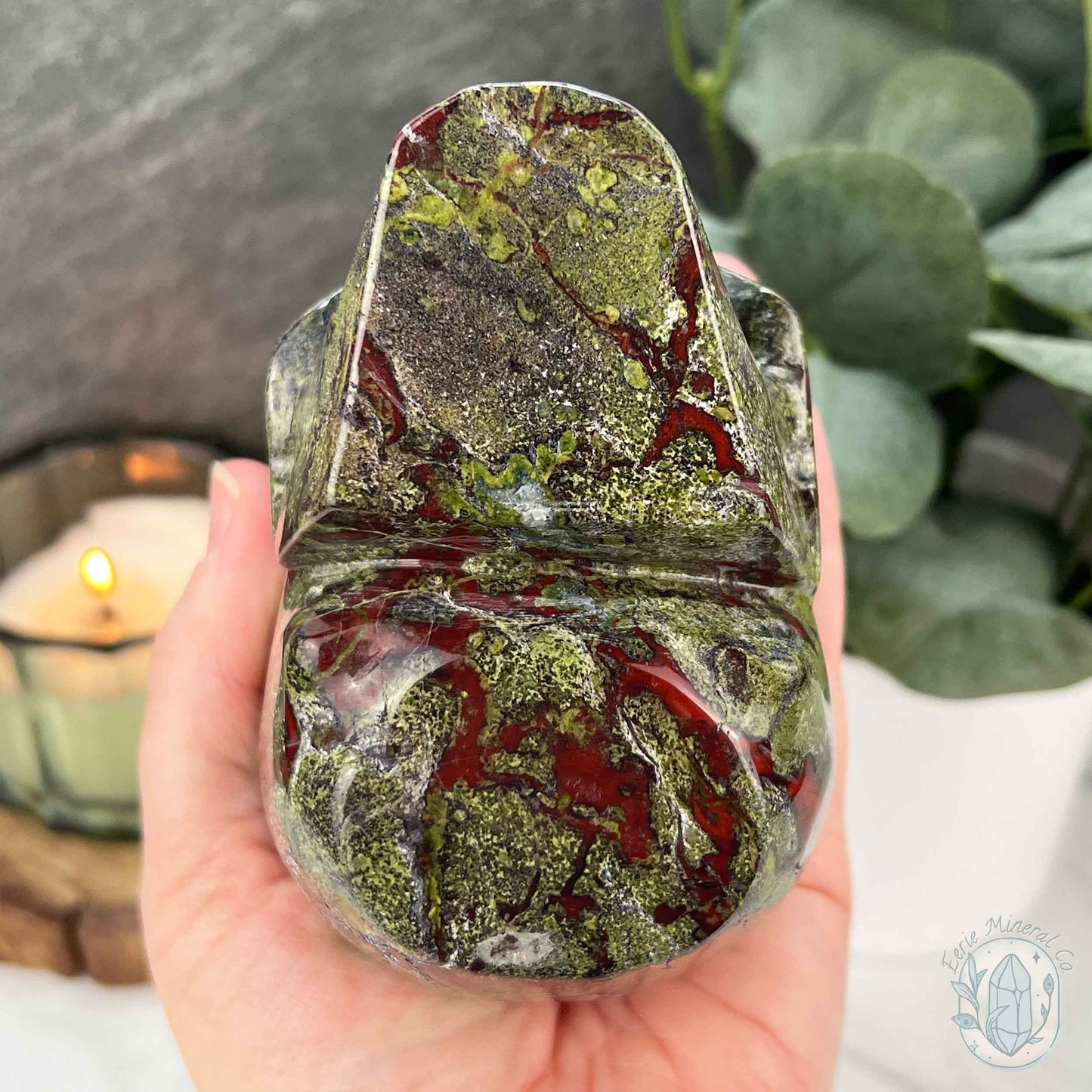 4.20" Polished Dragon Bloodstone Skull Carving