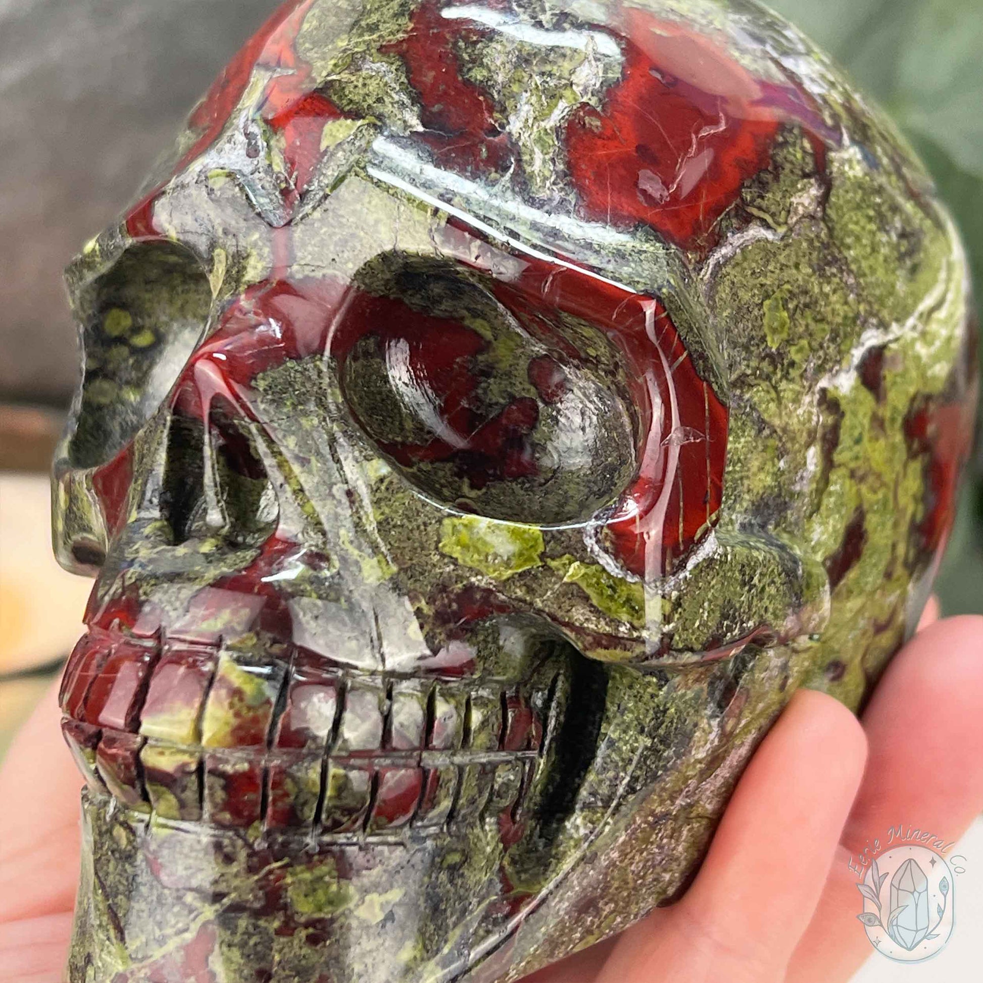 4.20" Polished Dragon Bloodstone Skull Carving