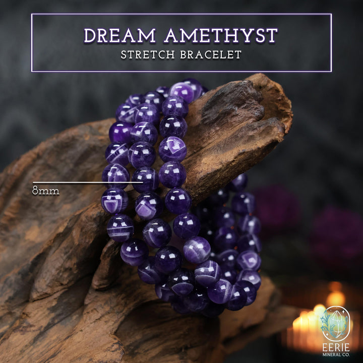 Dream Amethyst Beaded Boho Gemstone Stretch Bracelet