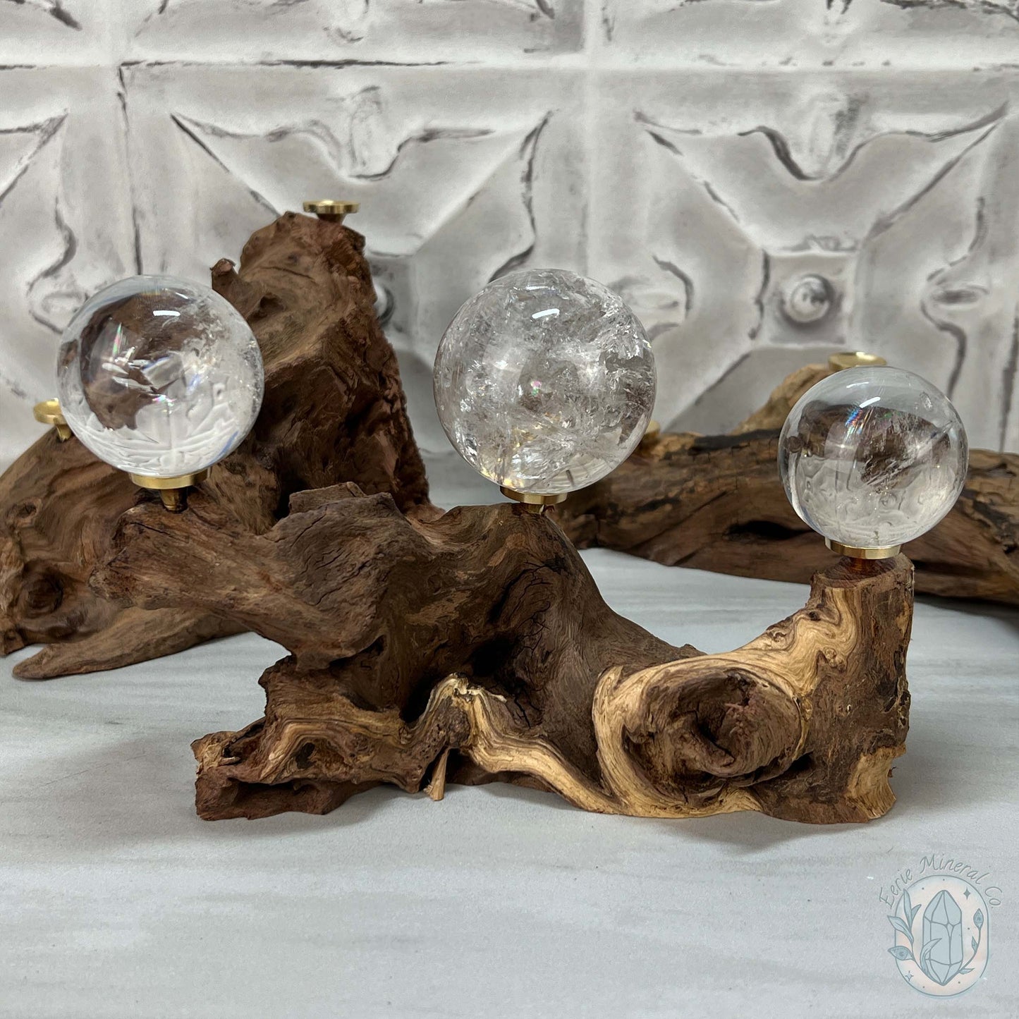 Driftwood Sphere Holder Stand for 3 Spheres or Orbs