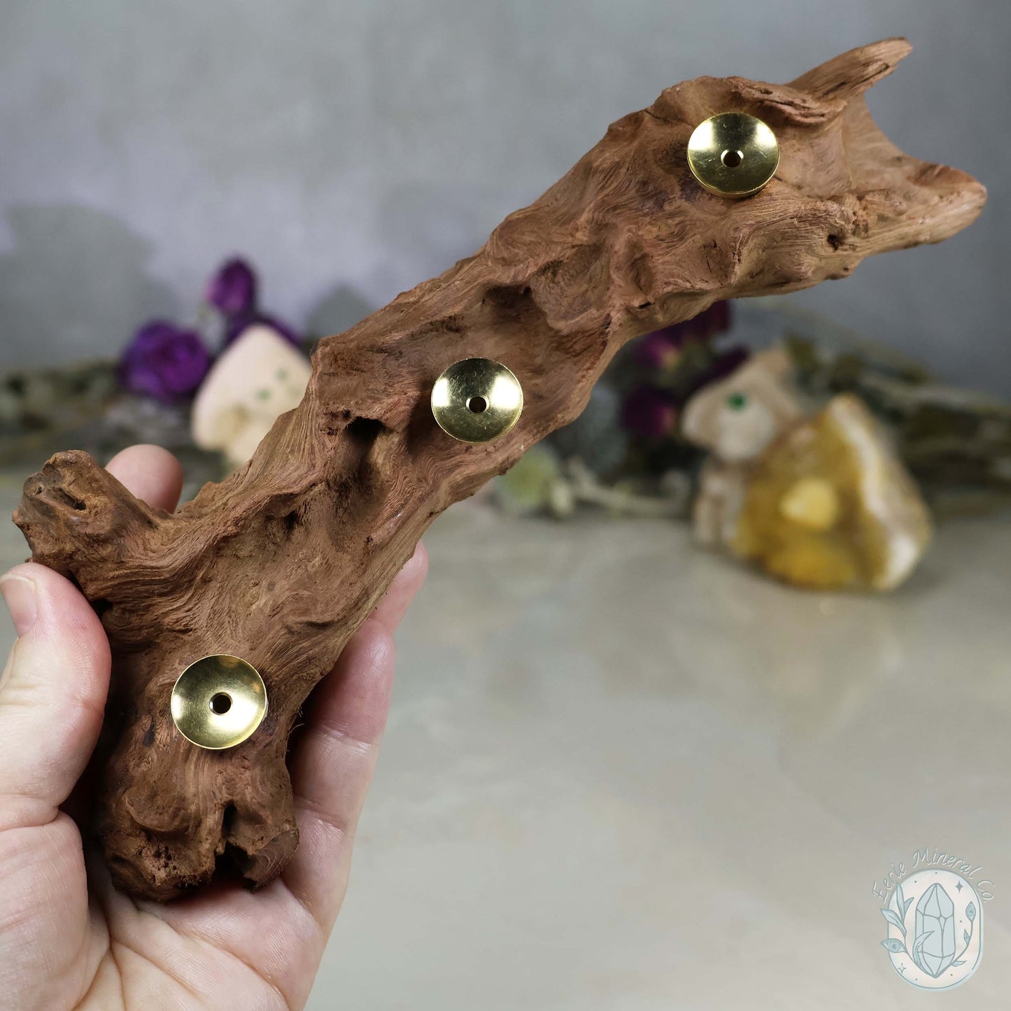 3 Sphere Holder Natural Driftwood Stands