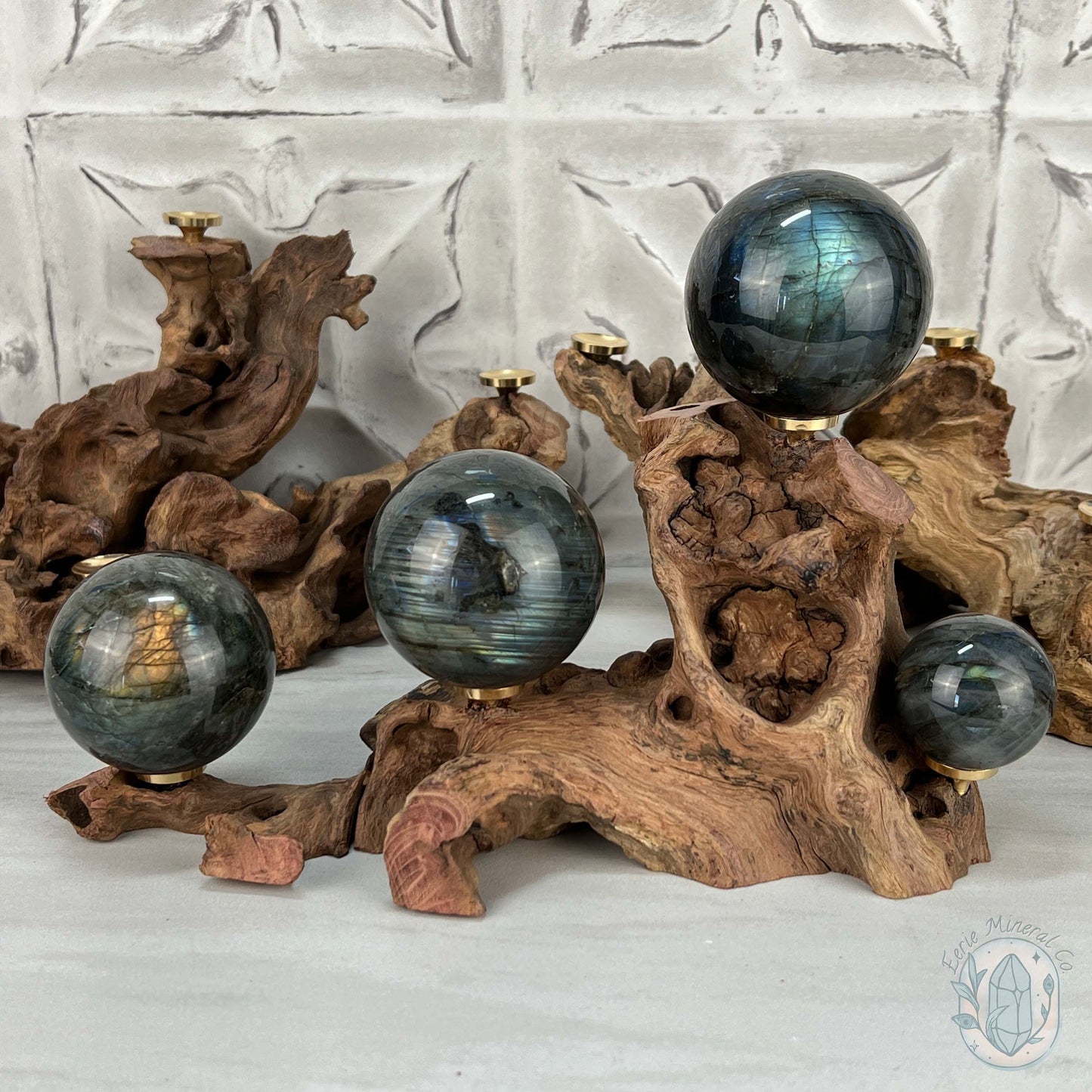 Driftwood Sphere Holder Stand for 4 Spheres or Orbs