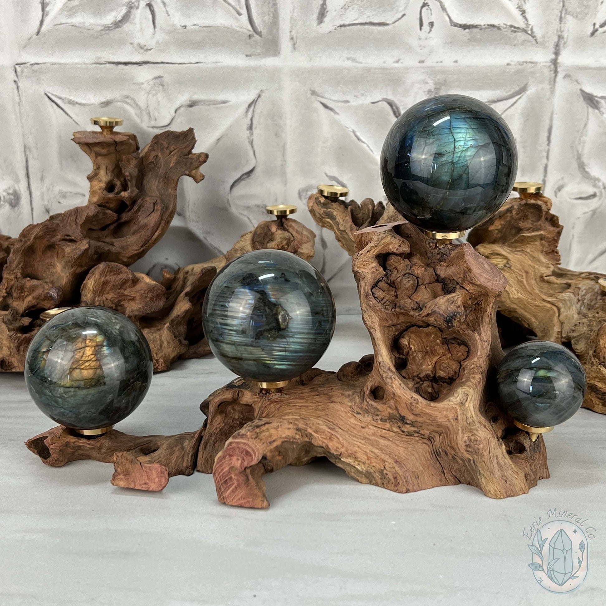 Driftwood Sphere Holder Stand for 4 Spheres or Orbs
