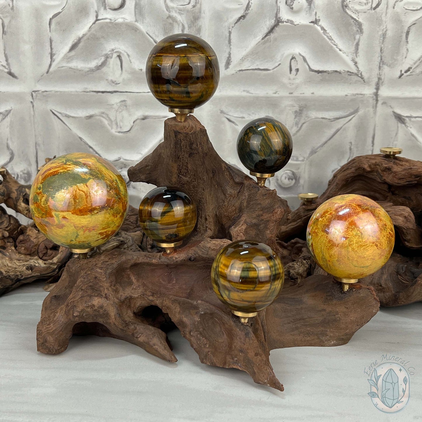 Natural Driftwood Sphere Holder Stand for 6 Spheres or Orbs