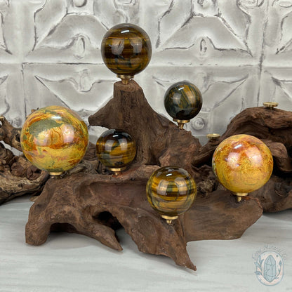 Natural Driftwood Sphere Holder Stand for 6 Spheres or Orbs