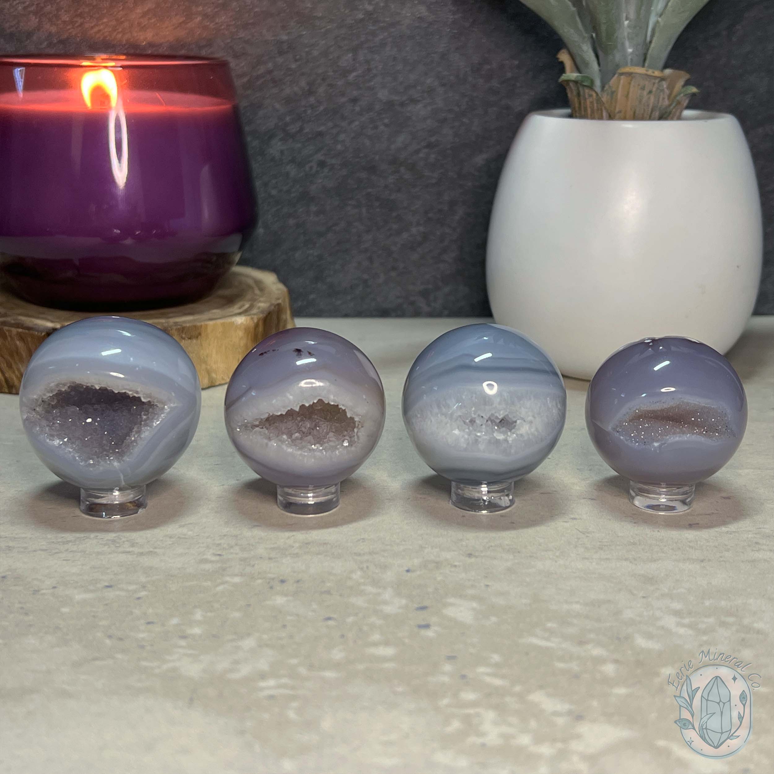 Druzy Agate with Quartz Spheres Crystal Spheres For Sale Eerie