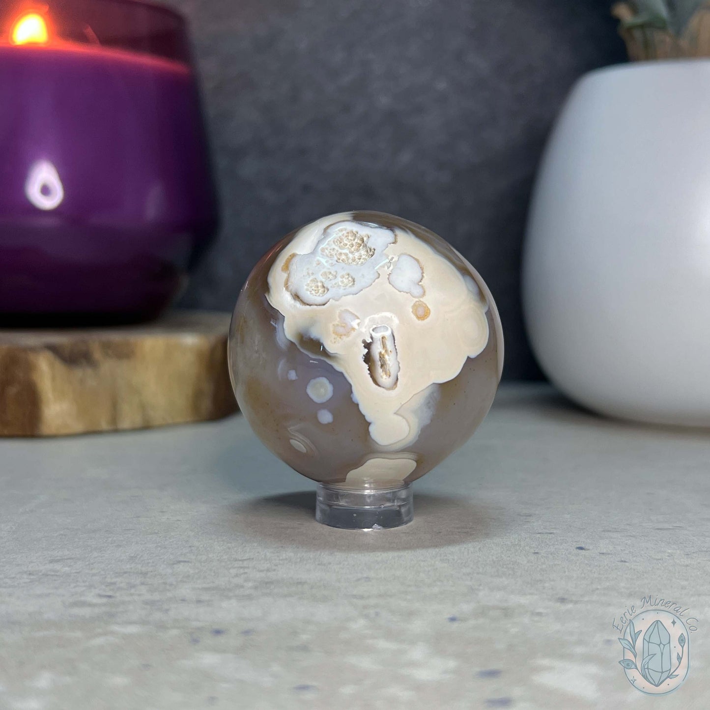 44mm Beachy Vibes Druzy Agate Sphere