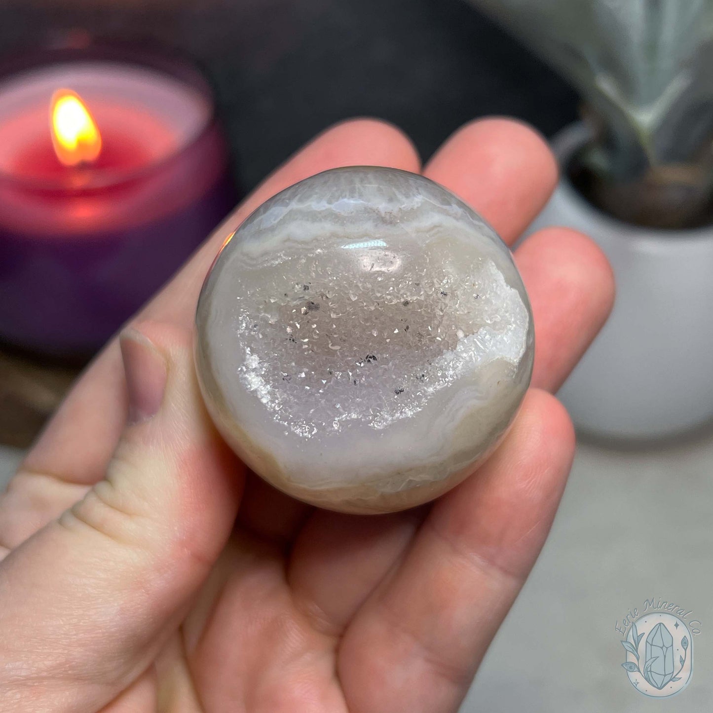 44mm Beachy Vibes Druzy Agate Sphere