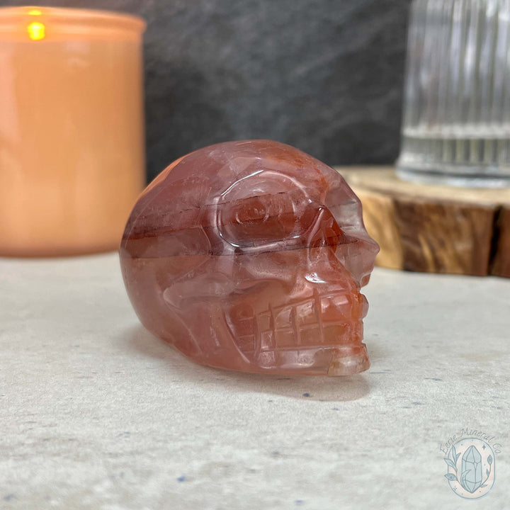 2.60" Polished Fire Quartz Skull Carving