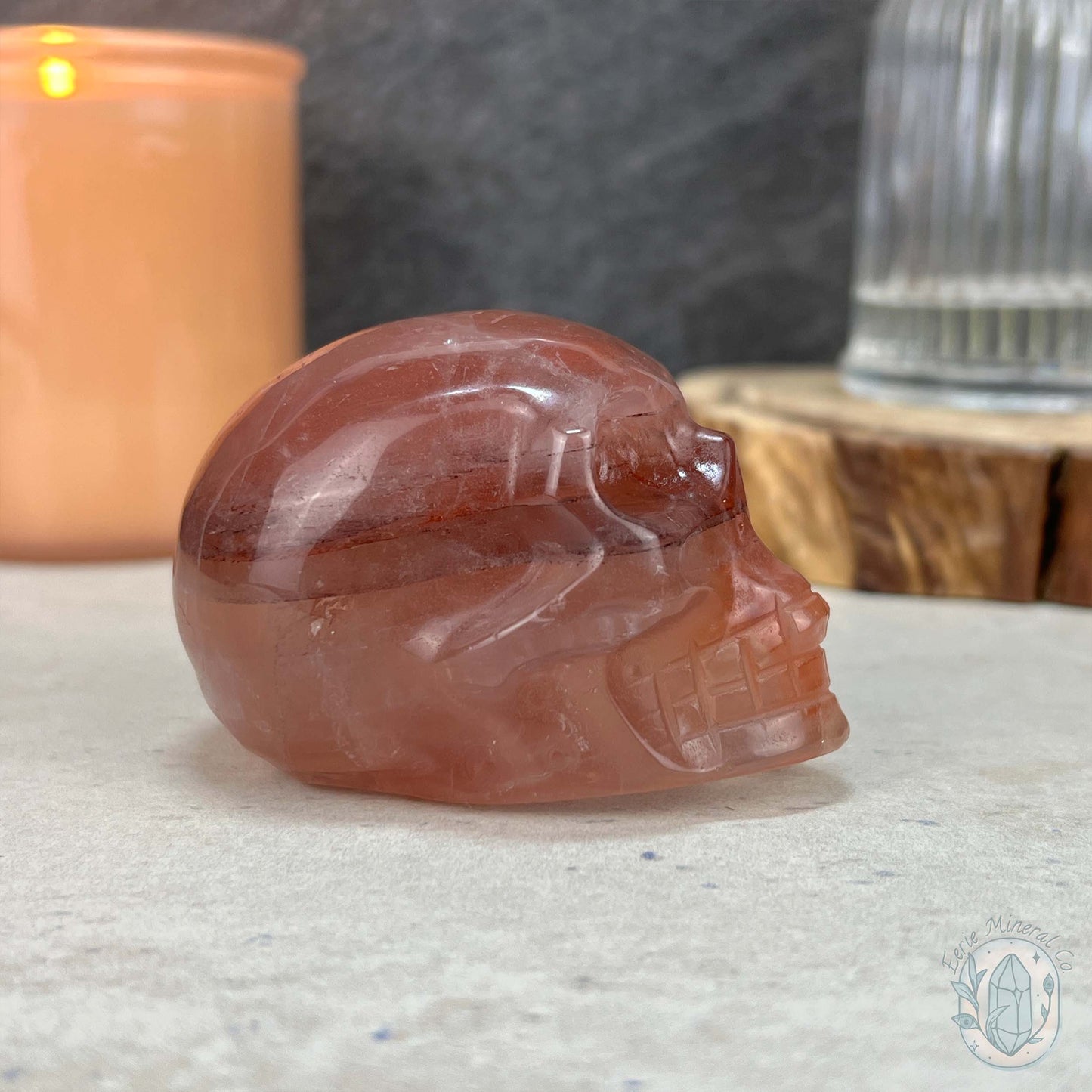 2.60" Polished Fire Quartz Skull Carving