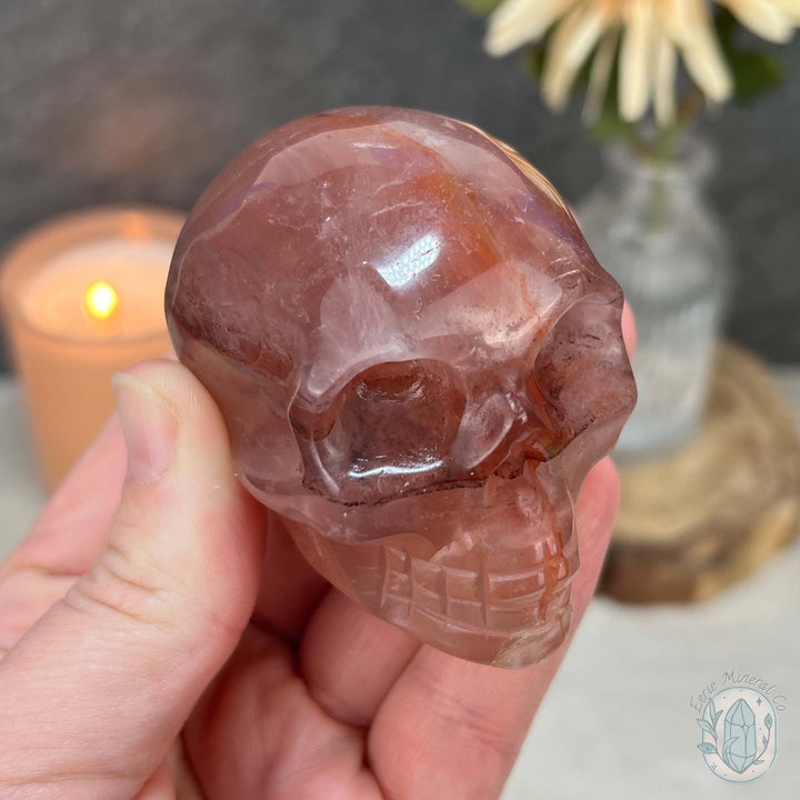 2.60" Polished Fire Quartz Skull Carving