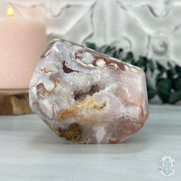Polished Druzy Flower Agate Freeform
