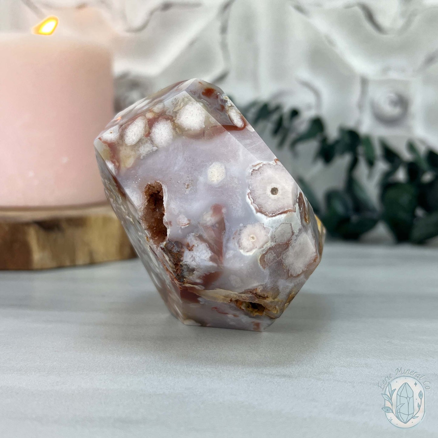 Polished Druzy Flower Agate Freeform