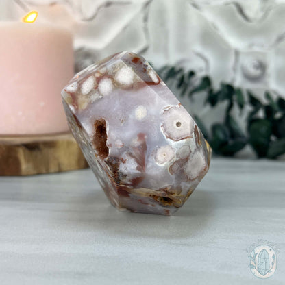 Polished Druzy Flower Agate Freeform