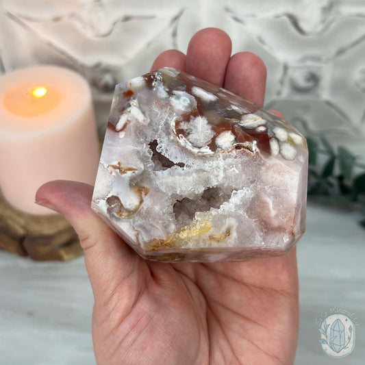 Polished Druzy Flower Agate Freeform