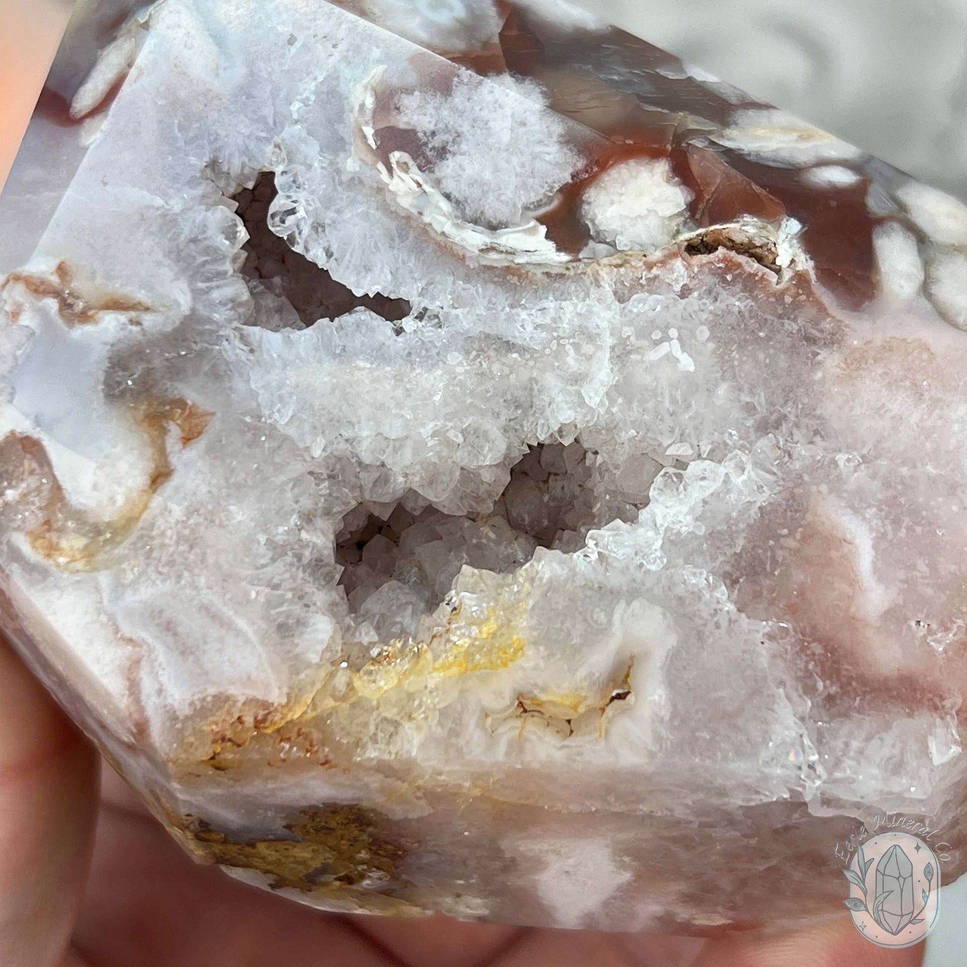 Polished Druzy Flower Agate Freeform
