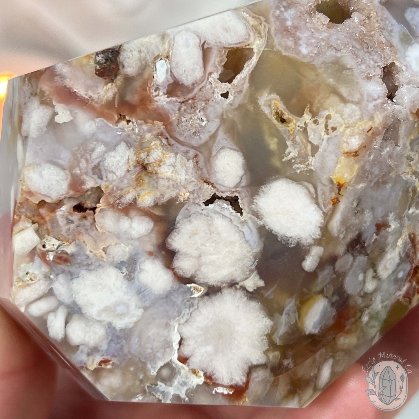 Polished Druzy Flower Agate Freeform