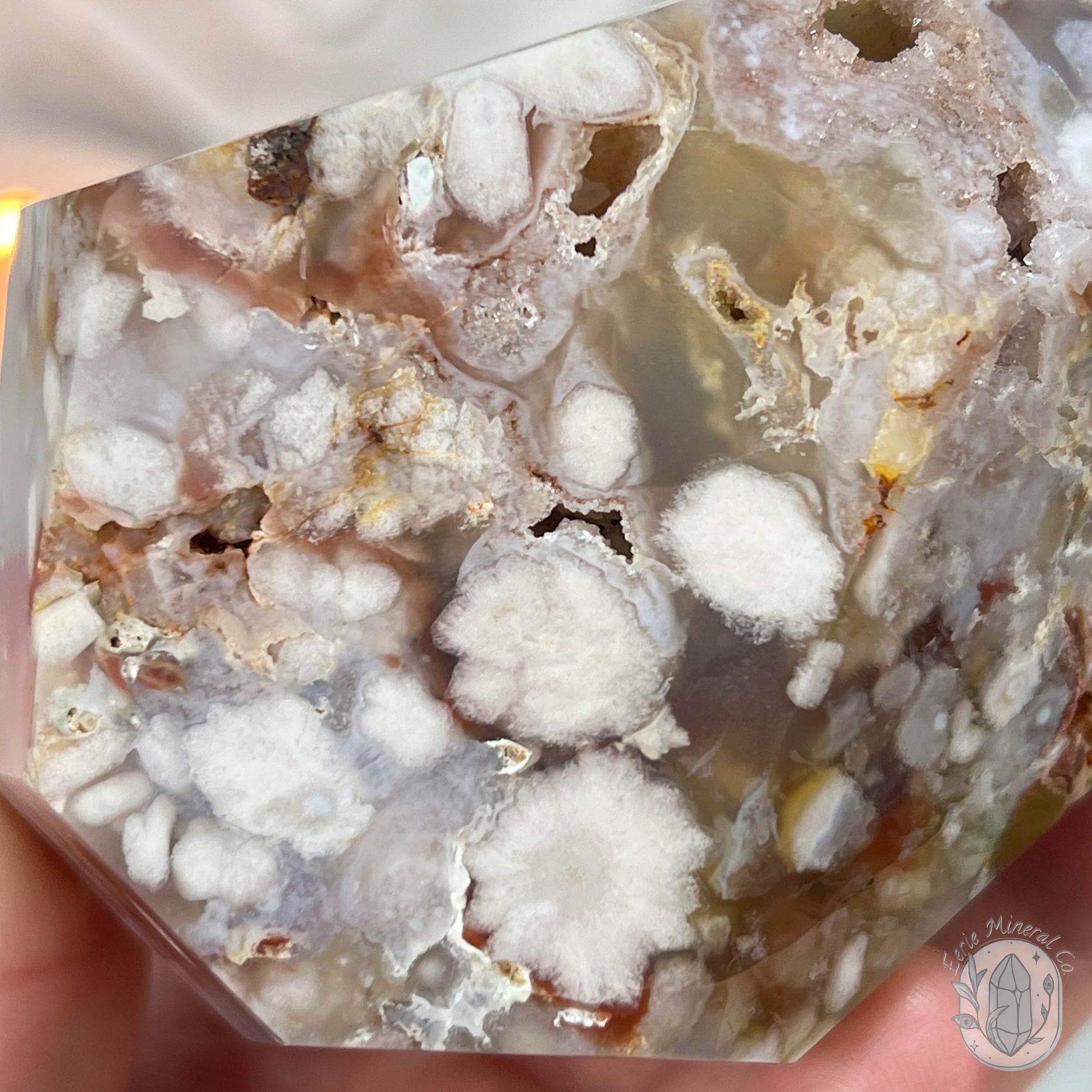 Polished Druzy Flower Agate Freeform