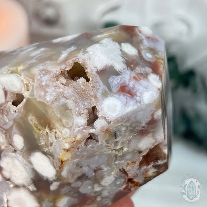 Polished Druzy Flower Agate Freeform