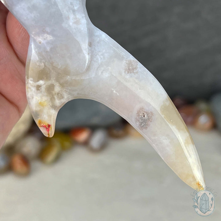 Sandy Colored Flower Agate Hammerhead Shark Carving