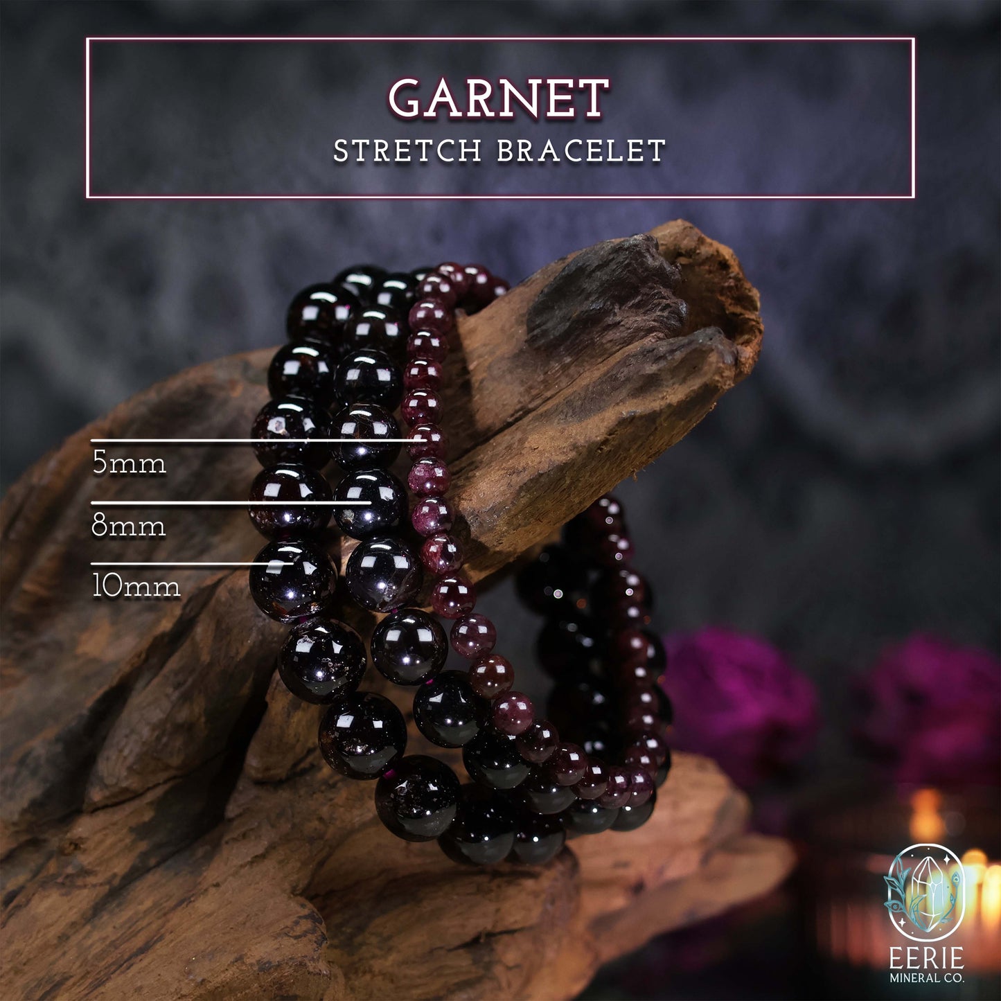 Garnet Gemstone Beaded Boho Stretch Bracelet