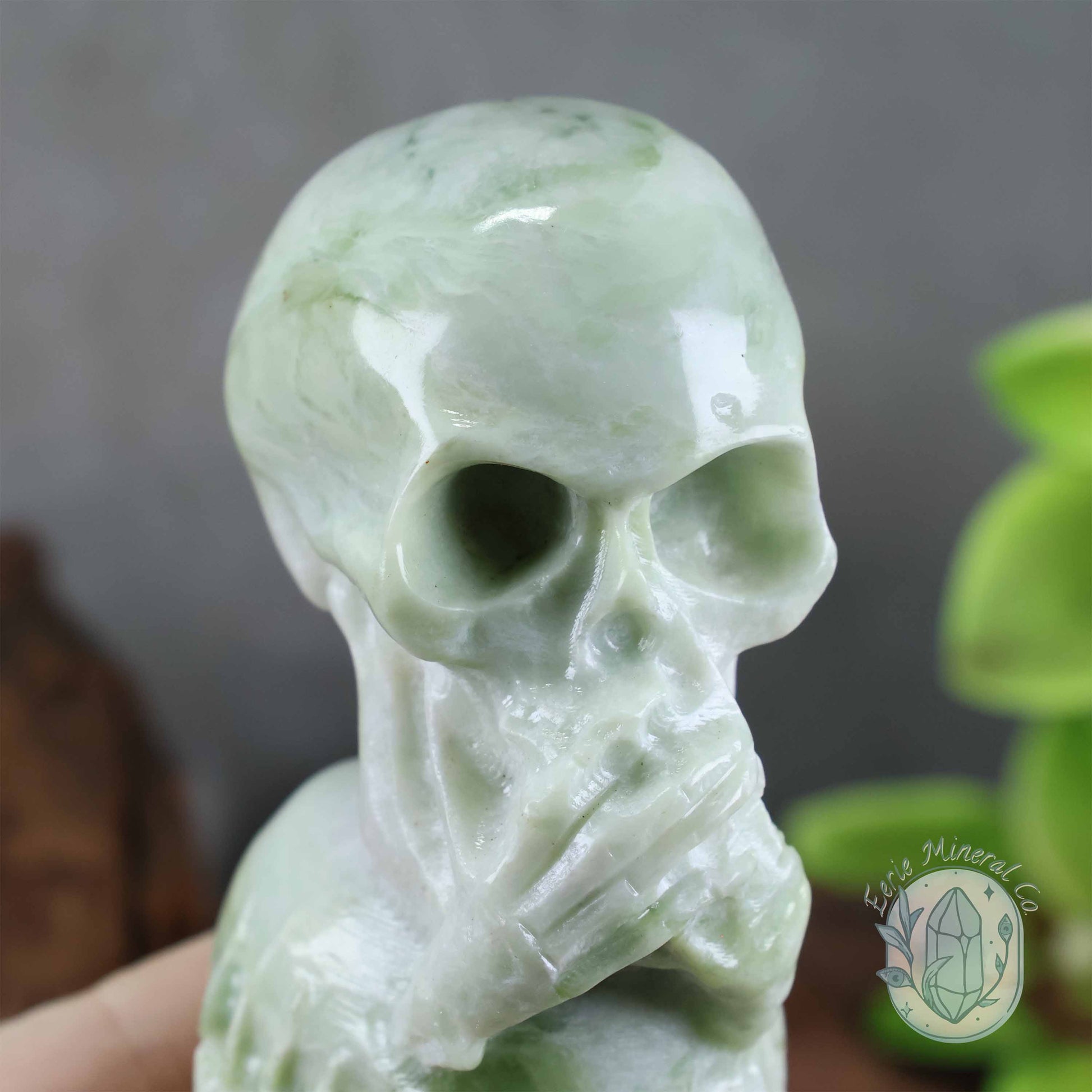 Green Jade See No Evil, Speak No Evil, Hear No Evil Skull Totem