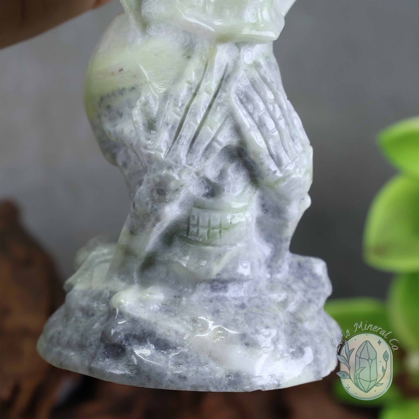 Green Jade See No Evil, Speak No Evil, Hear No Evil Skull Totem