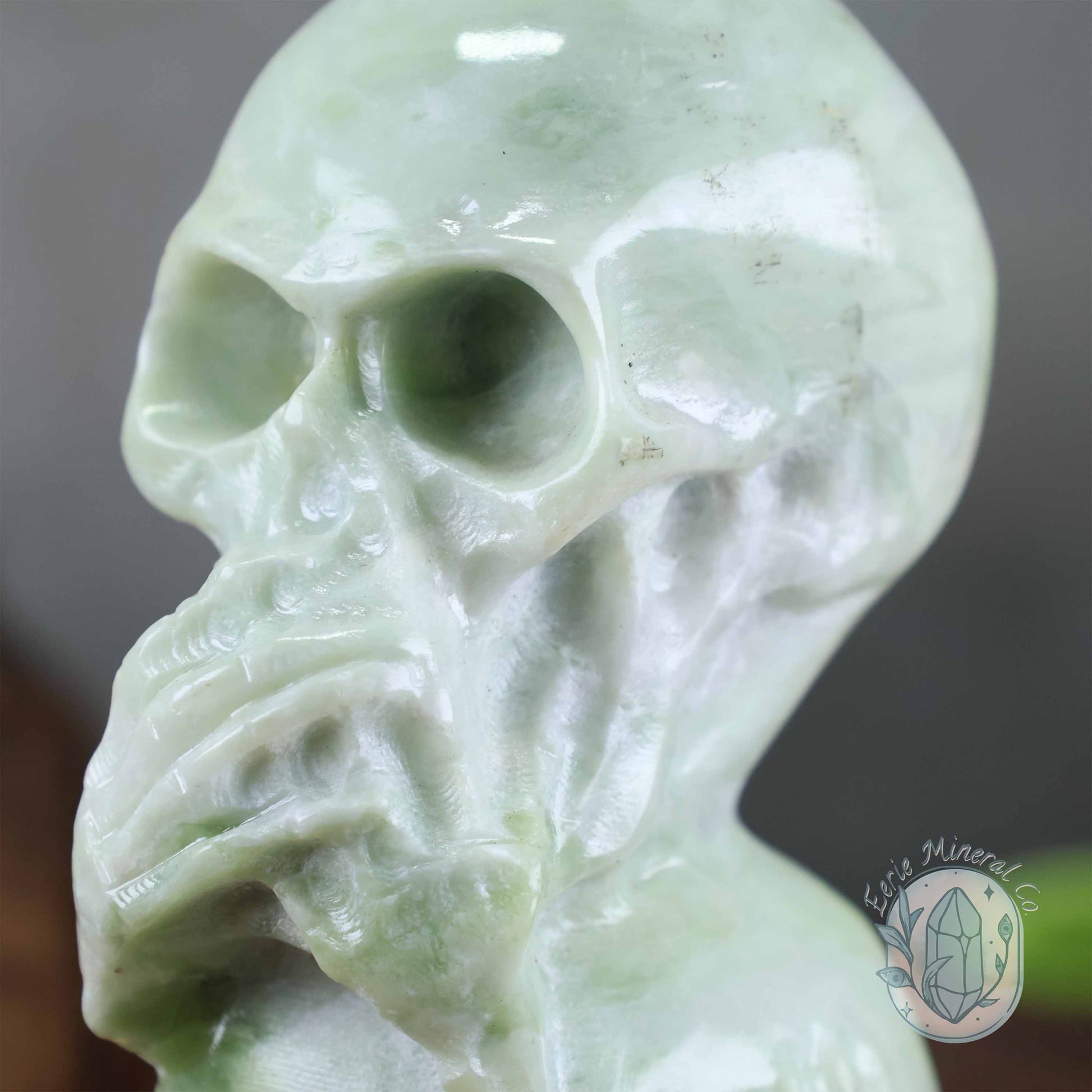 Green Jade See No Evil, Speak No Evil, Hear No Evil Skull Totem