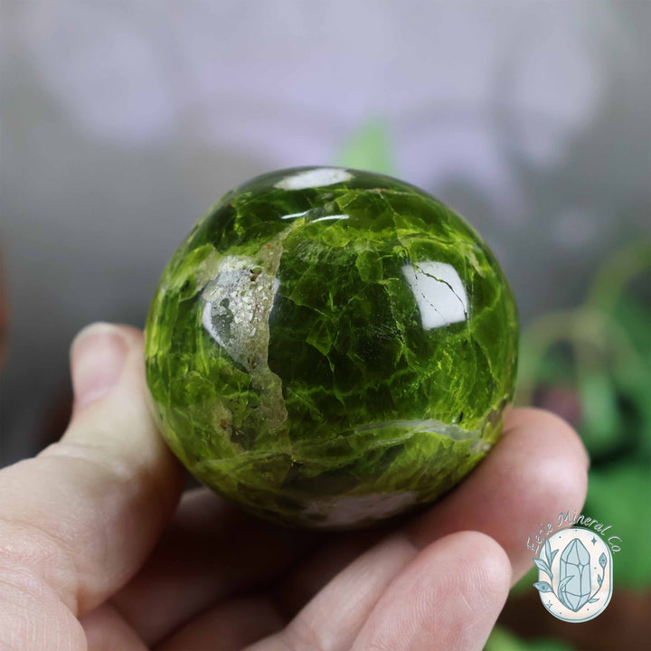 Green Opal Egg Carving with Free Hand-Carved Stand