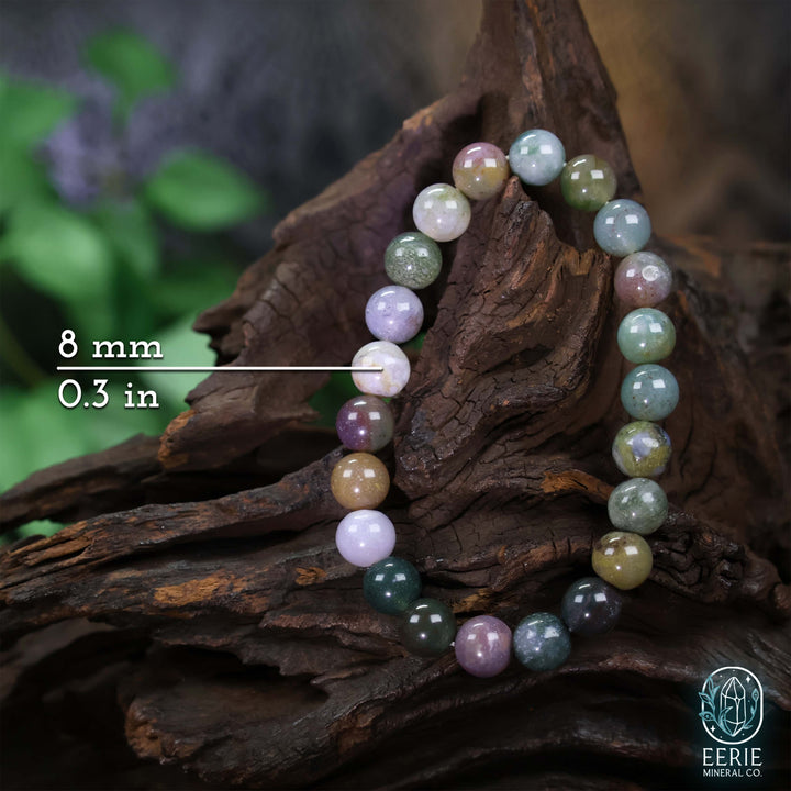 Indian Agate Gemstone Beaded Boho Stretch Bracelet