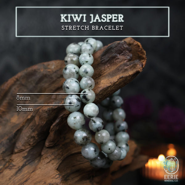 Kiwi Jasper Beaded Boho Stretch Bracelet