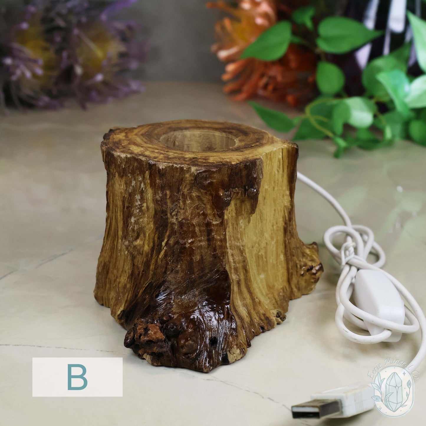 USB Powered Natural Wood LED Cool White Light Sphere Stand
