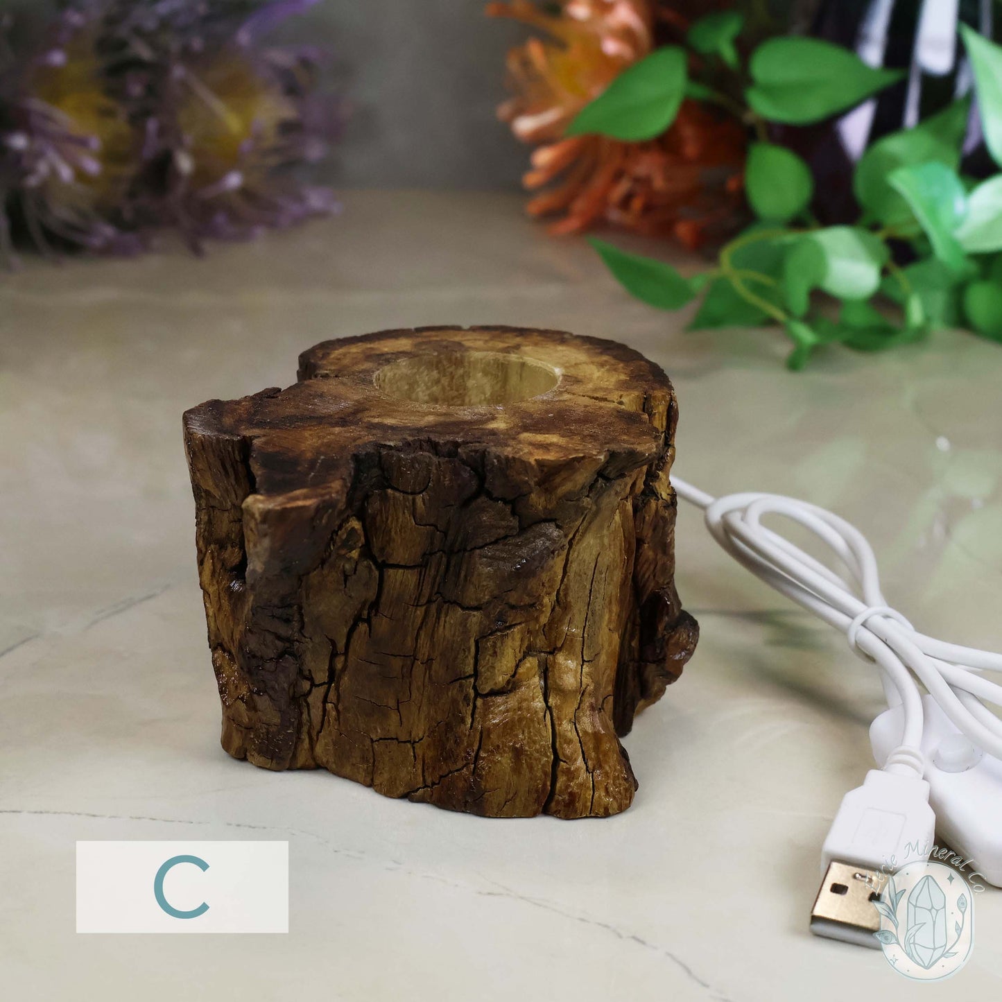 USB Powered Natural Wood LED Cool White Light Sphere Stand