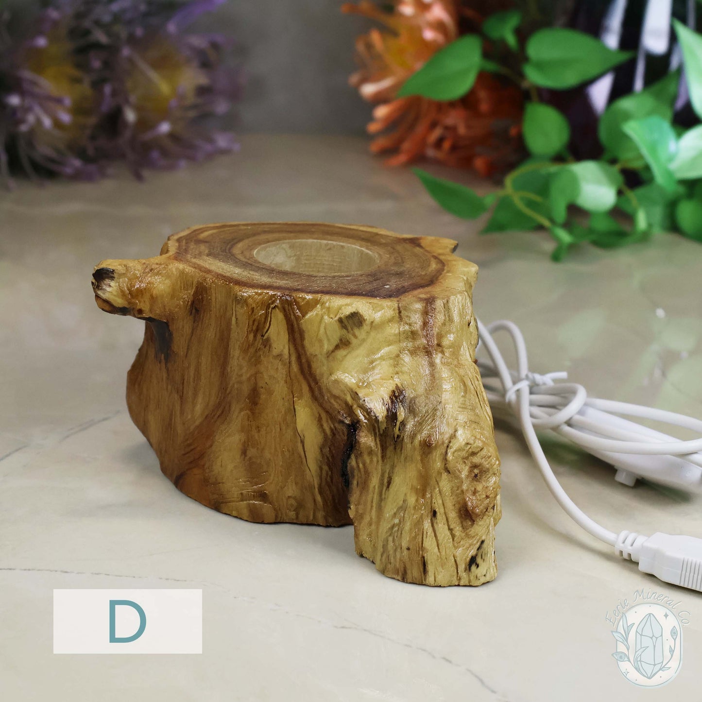 USB Powered Natural Wood LED Cool White Light Sphere Stand
