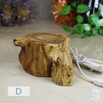 USB Powered Natural Wood LED Cool White Light Sphere Stand