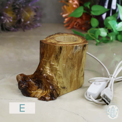 USB Powered Natural Wood LED Cool White Light Sphere Stand