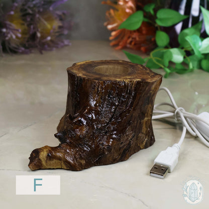 USB Powered Natural Wood LED Cool White Light Sphere Stand