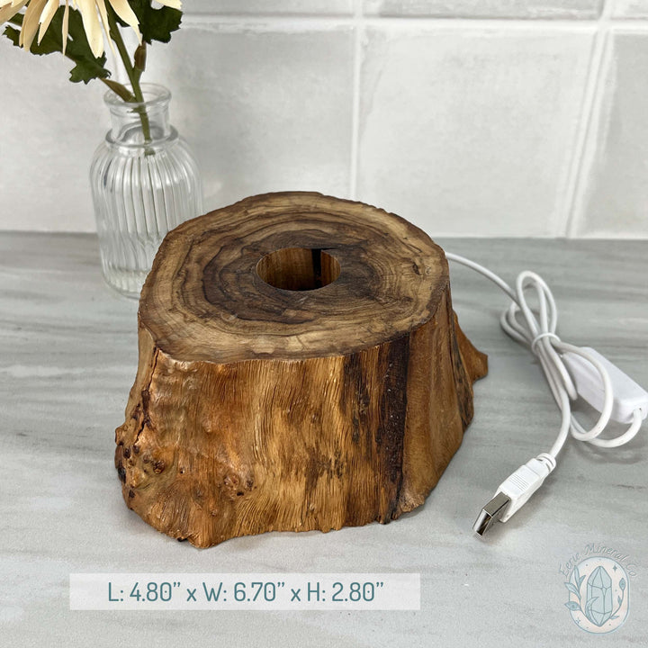 USB Powered Wood Stump LED Cool White Light Sphere Stand – Eerie ...