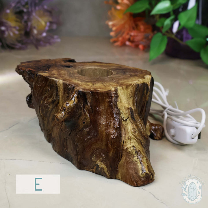 USB Powered Wood Stump LED Cool White Light Sphere Stand