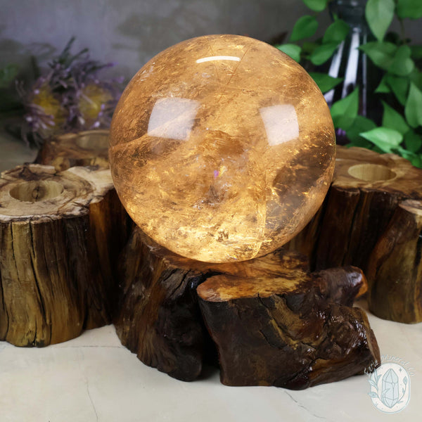 USB Powered Wood Stump LED Cool White Light Sphere Stand