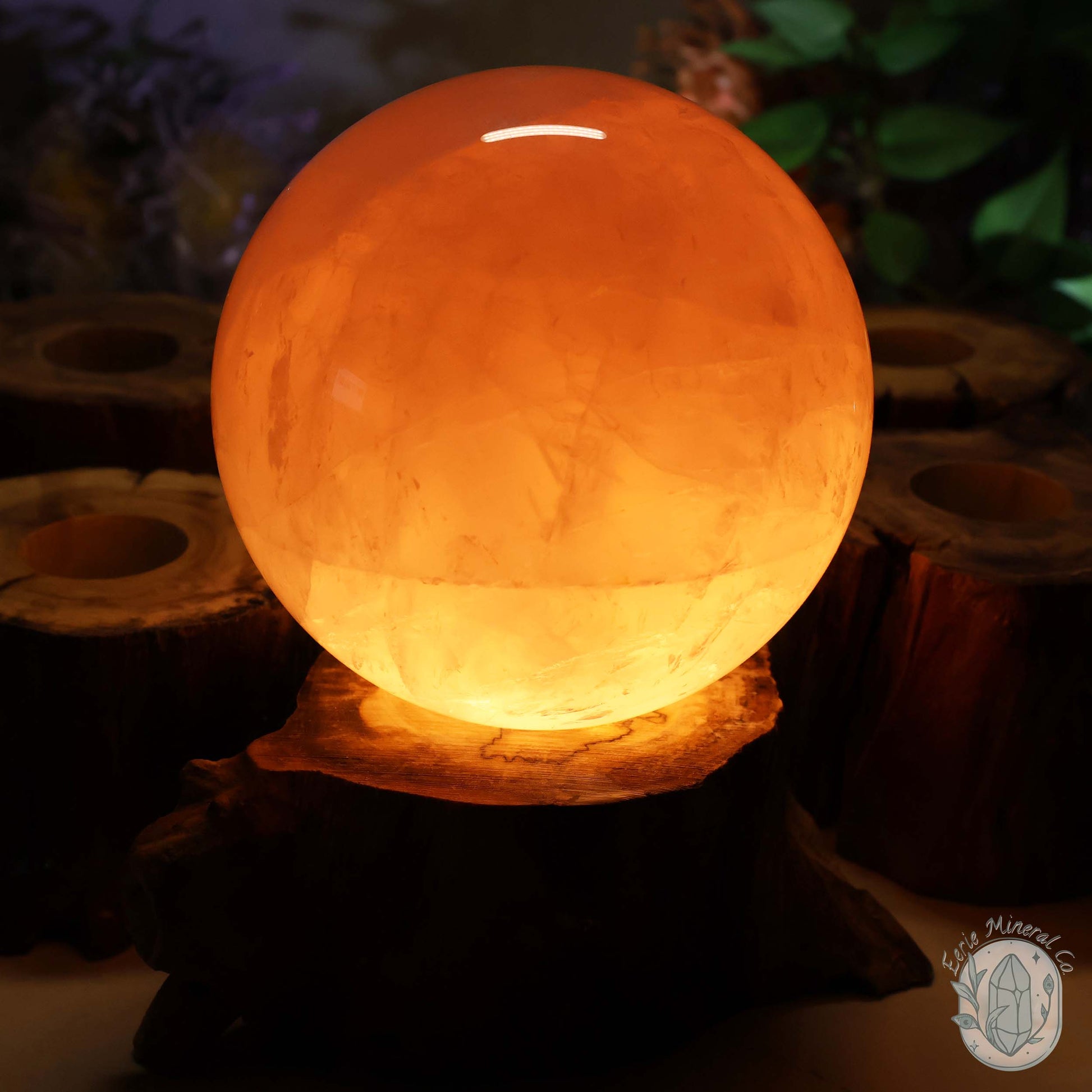 USB Powered Natural Wood LED Warm White Light Sphere Stand
