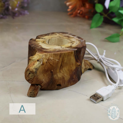 USB Powered Natural Wood LED Warm White Light Sphere Stand