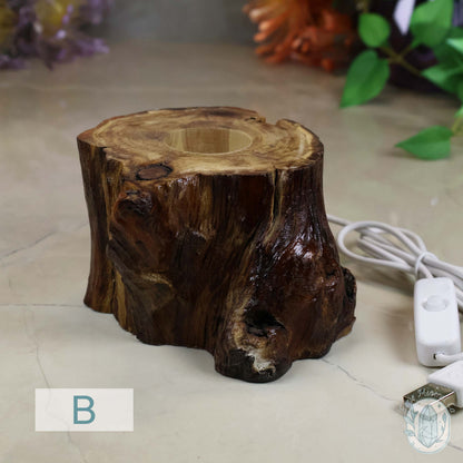 USB Powered Natural Wood LED Warm White Light Sphere Stand