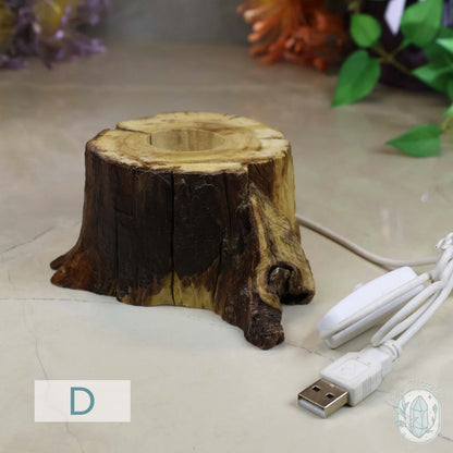 USB Powered Natural Wood LED Warm White Light Sphere Stand