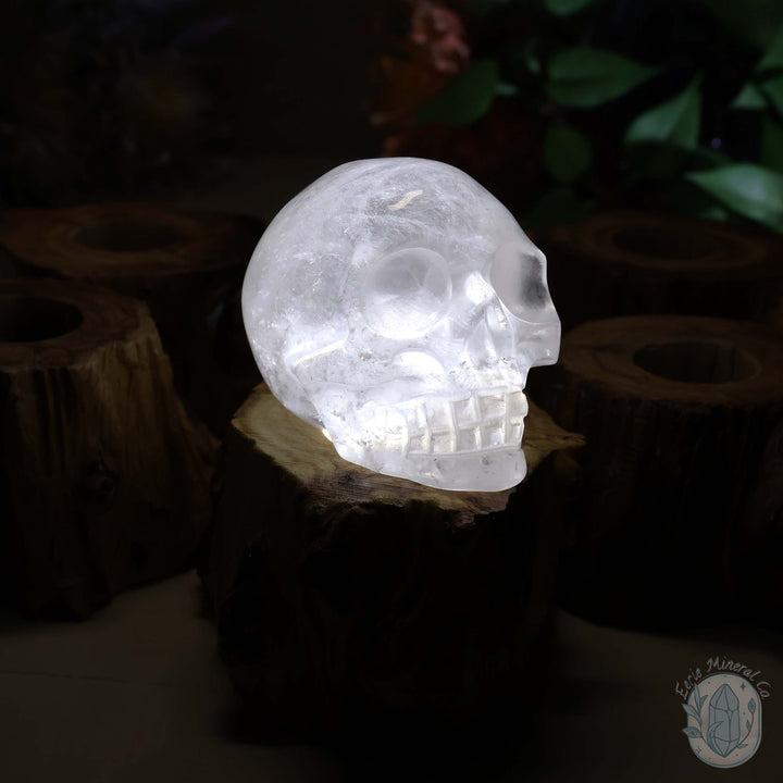 USB Powered Wood Stump LED Cool White Light Sphere Stand