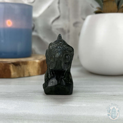 Gold and Blue Flash Labradorite Chameleon Carving