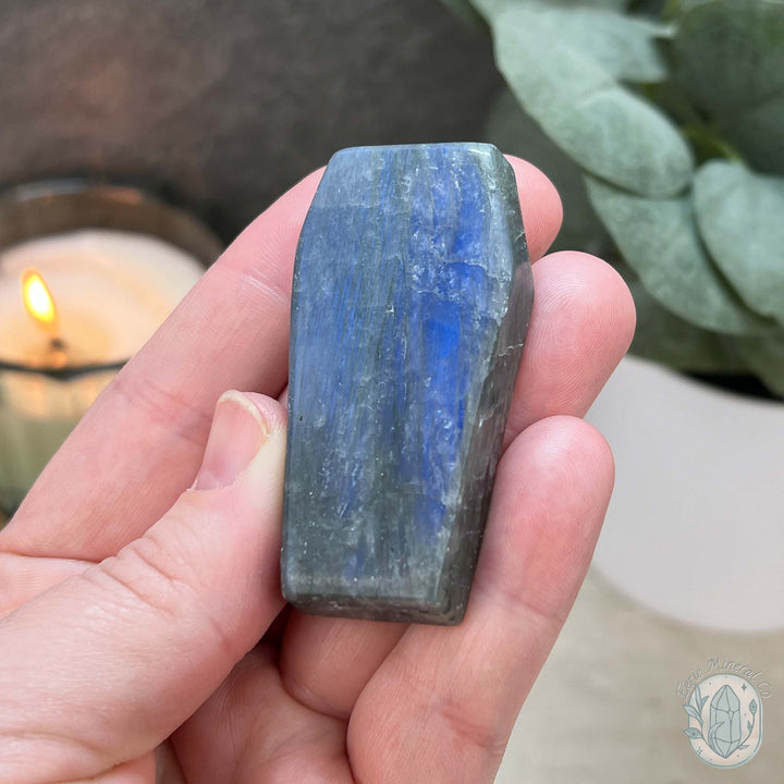 Blue Flash Labradorite Halloween Coffin Carvings