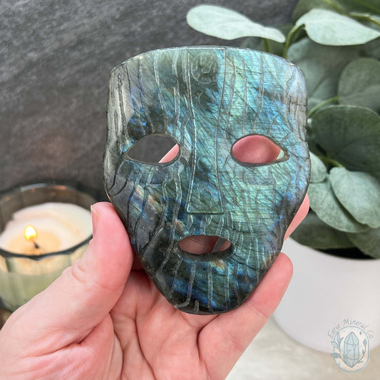 Blue Flash Labradorite Mask Carving