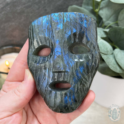 Blue Flash Labradorite Mask Carving