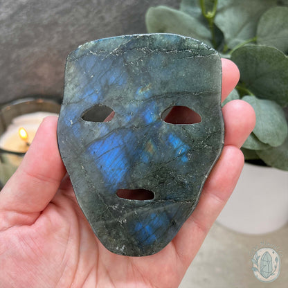 Blue Flash Labradorite Mask Carving